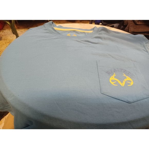 Real Tree Men's Pocket T-Shirt Blue XXL Short Sleeve - Picture 2 of 4